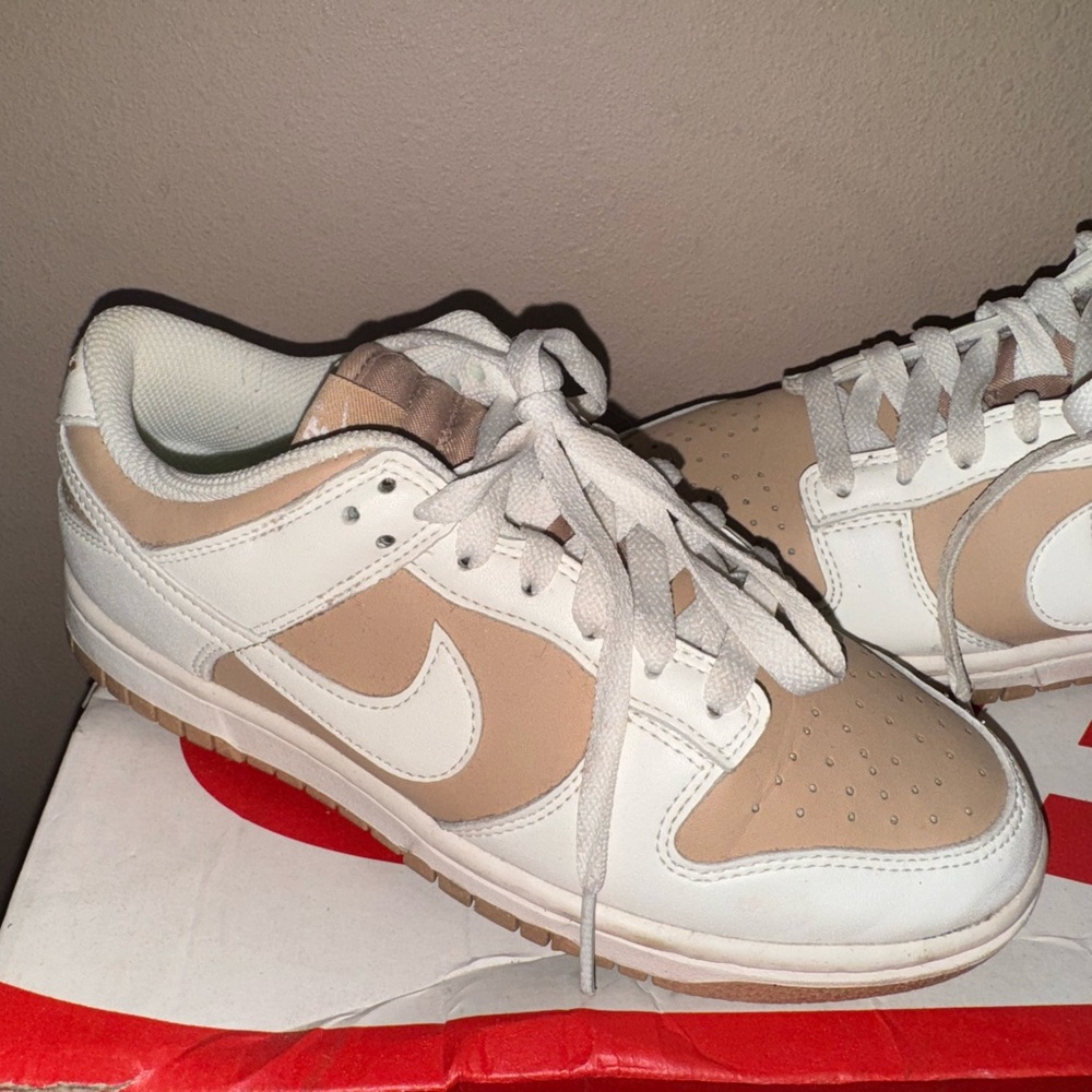 Nike White and Tan Dunks Low